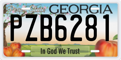 GA license plate PZB6281