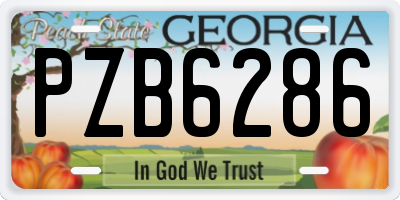 GA license plate PZB6286