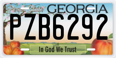 GA license plate PZB6292