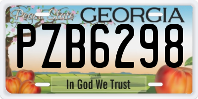 GA license plate PZB6298