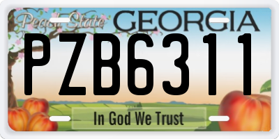 GA license plate PZB6311