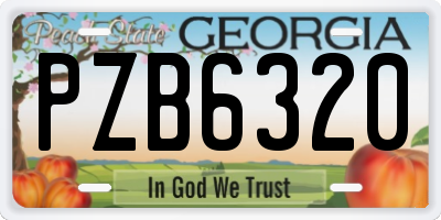 GA license plate PZB6320