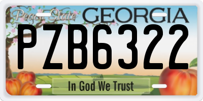 GA license plate PZB6322