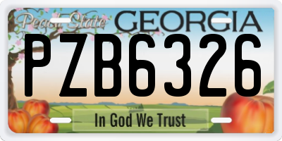 GA license plate PZB6326