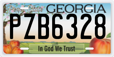 GA license plate PZB6328