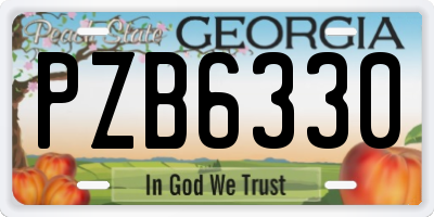 GA license plate PZB6330