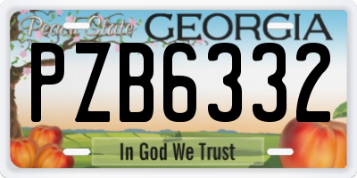 GA license plate PZB6332