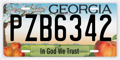 GA license plate PZB6342