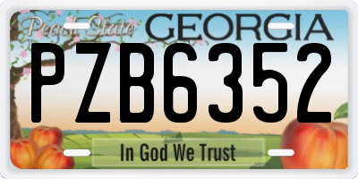 GA license plate PZB6352