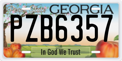 GA license plate PZB6357