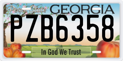 GA license plate PZB6358