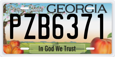 GA license plate PZB6371