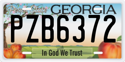 GA license plate PZB6372