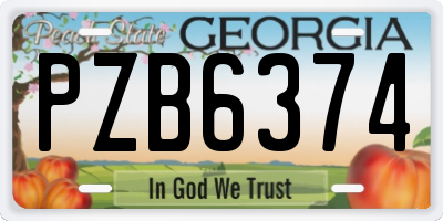 GA license plate PZB6374