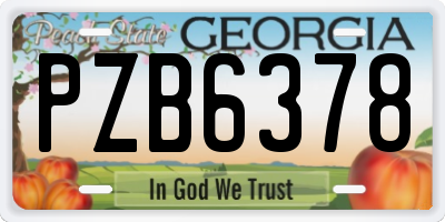 GA license plate PZB6378