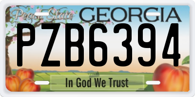 GA license plate PZB6394