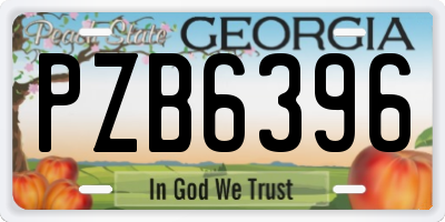 GA license plate PZB6396
