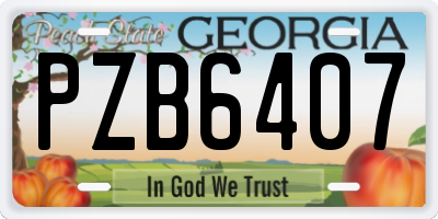 GA license plate PZB6407