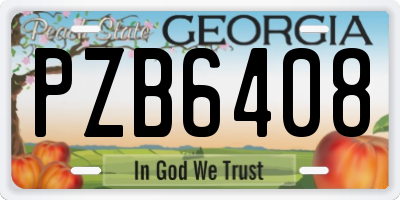 GA license plate PZB6408