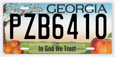 GA license plate PZB6410