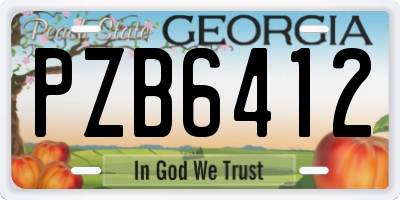 GA license plate PZB6412