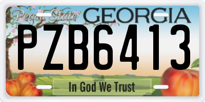GA license plate PZB6413