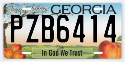 GA license plate PZB6414