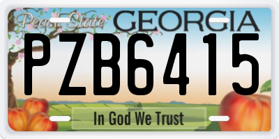 GA license plate PZB6415