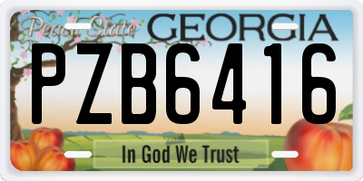 GA license plate PZB6416