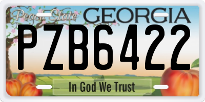 GA license plate PZB6422