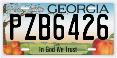 GA license plate PZB6426