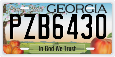 GA license plate PZB6430