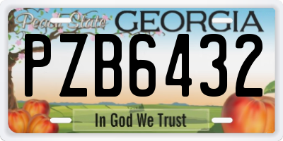 GA license plate PZB6432