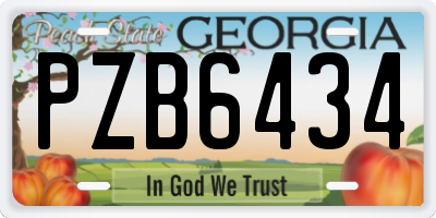 GA license plate PZB6434