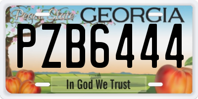 GA license plate PZB6444