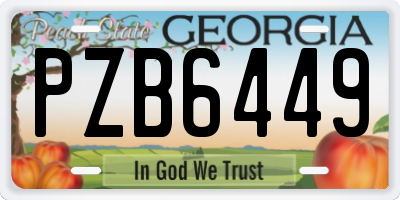 GA license plate PZB6449