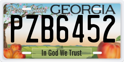 GA license plate PZB6452