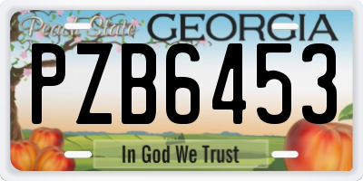 GA license plate PZB6453