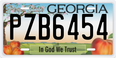 GA license plate PZB6454