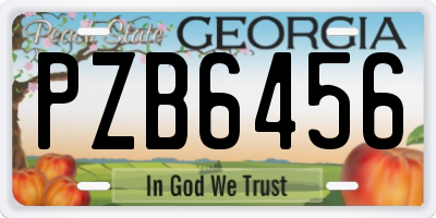 GA license plate PZB6456