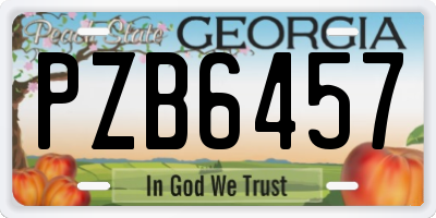 GA license plate PZB6457