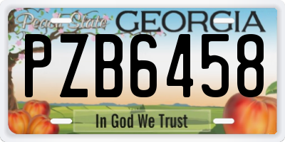 GA license plate PZB6458