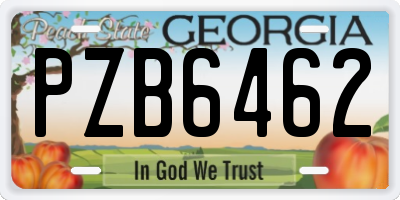 GA license plate PZB6462