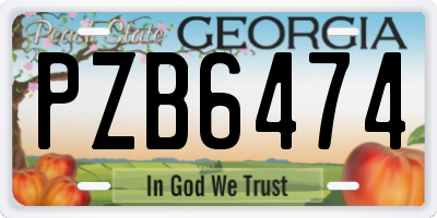 GA license plate PZB6474