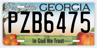GA license plate PZB6475