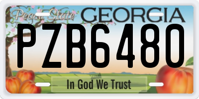 GA license plate PZB6480