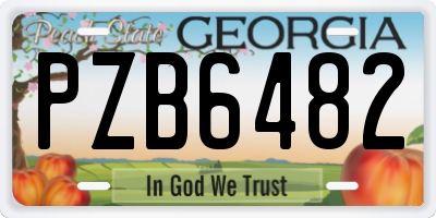 GA license plate PZB6482
