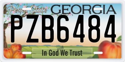 GA license plate PZB6484