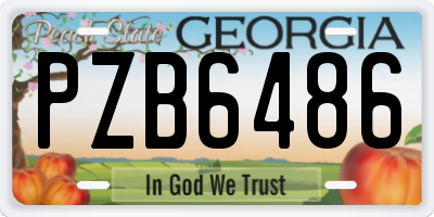 GA license plate PZB6486