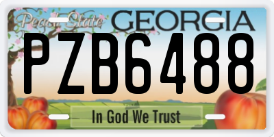 GA license plate PZB6488